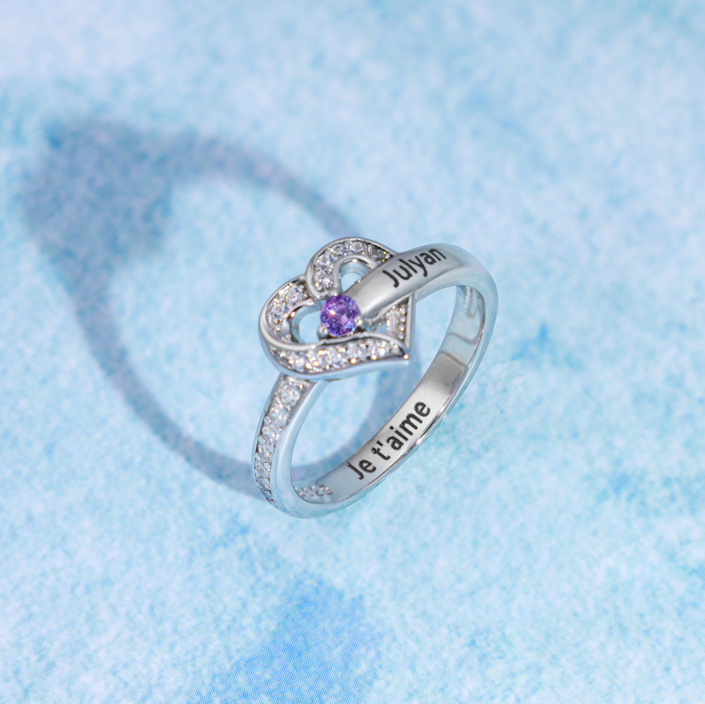 Bague Argent 925 1 Prénom Personnalisé avec 1 Pierre de Naissance