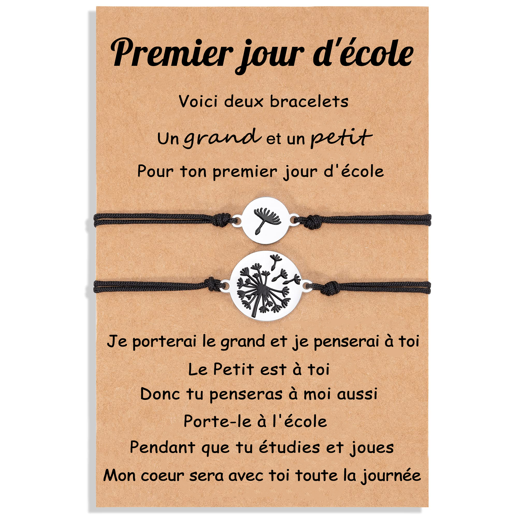 2PCS Ensemble de Bracelets Pissenlit Bracelet en Commun Cadeau Rentrée