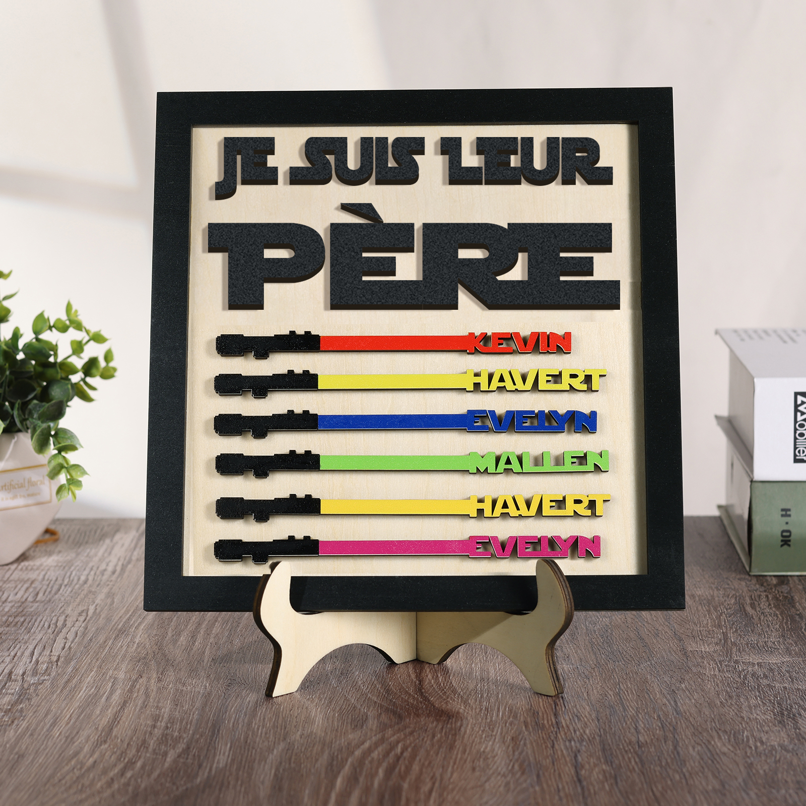 À mon Papa - Décoration en bois 6 Prénoms Personnalisés Ornement pour Père