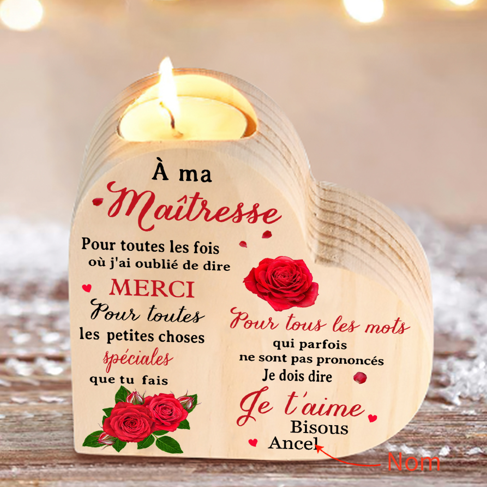 À Ma Maîtresse-Bougeoir en Bois Prénom Personnalisé sans Bougie