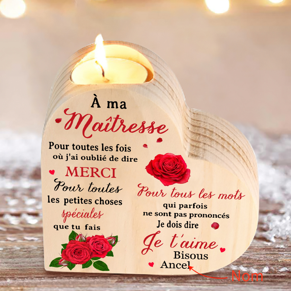 À Ma Maîtresse-Bougeoir en Bois Prénom Personnalisé sans Bougie