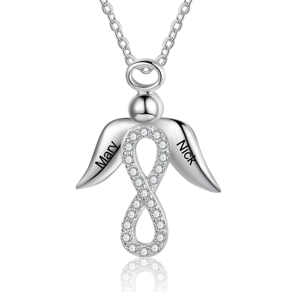 Jessemade FR A ma meilleure amie - Collier aile avec Infini 2 Prénom Personnalisé