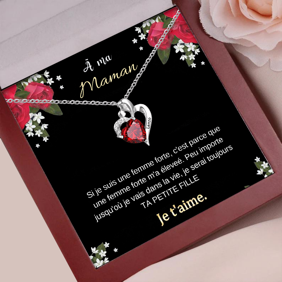 À Ma Maman-Collier coeur 1 Prénoms Personnalisés avec pierre de naissance
