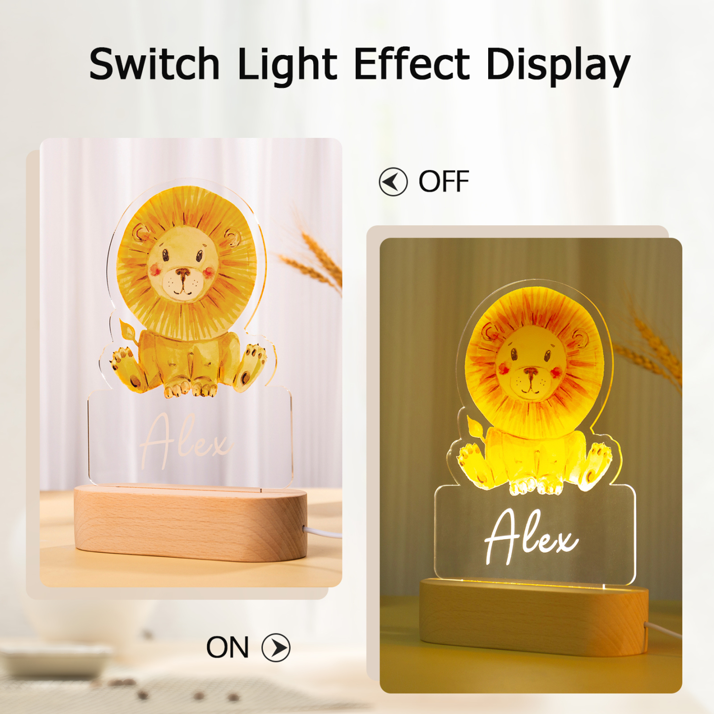 Lampe de chevet Petit lion LED Lumières monochrome personnalisée