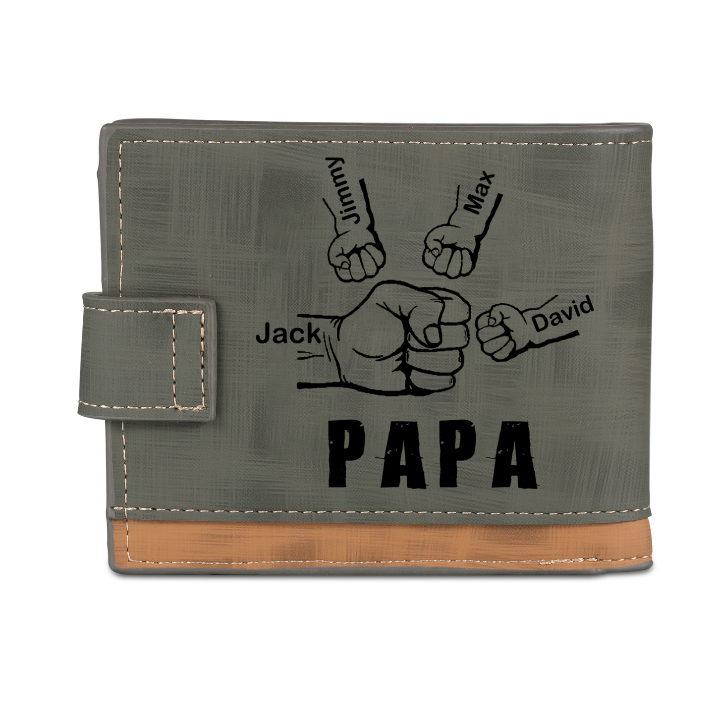 À mon Papa-Portefeuille Poings 4 Prénoms et 1 Photo Personnalisés Classique Homme Porte-Monnaie Carte