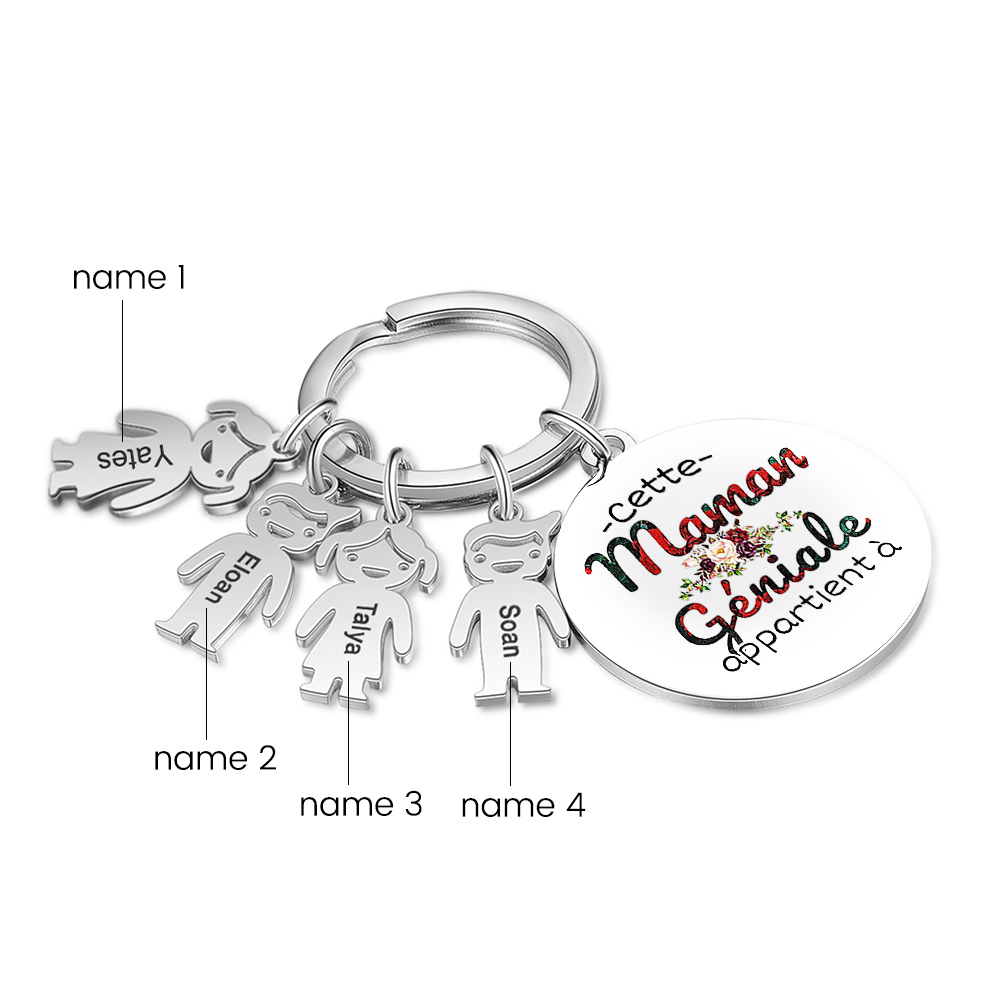 À Ma Maman - 1-5 Noms Porte-Clés Personnalisés Avec Breloques Enfants