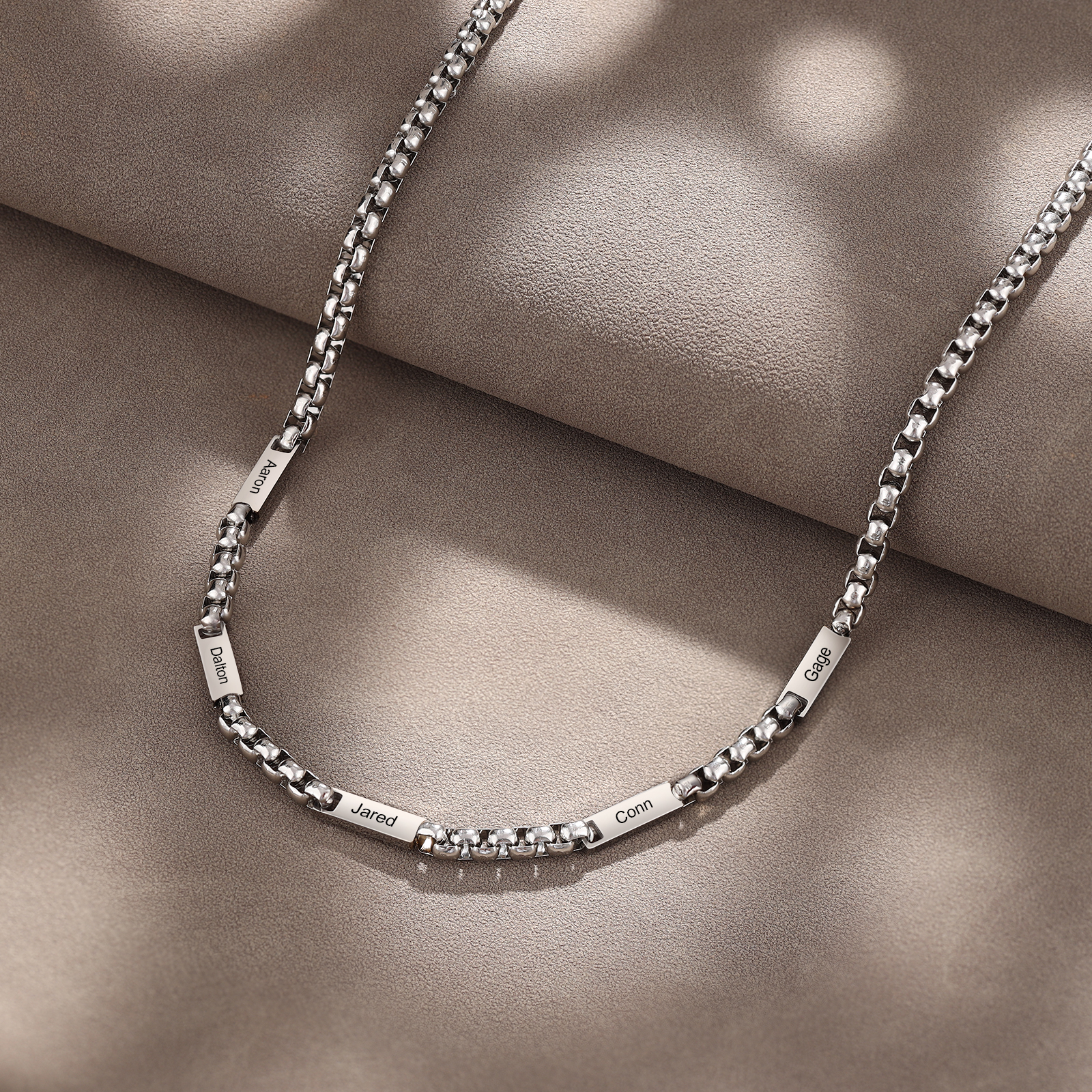 Collier Personnalisé Acier Inoxydable – 1 à 5 Prénoms Gravés, 3 Couleurs au Choix, Collier Personnalisé Homme | Jessemade