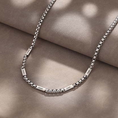 Collier Personnalisé Acier Inoxydable – 1 à 5 Prénoms Gravés, 3 Couleurs au Choix, Collier Personnalisé Homme | Jessemade