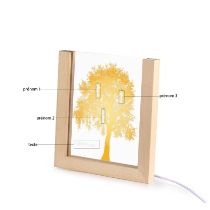 À Maman/Mamie - Lampe de chevet LED Arbre 3 Prénoms Personnalisés avec 1 Texte