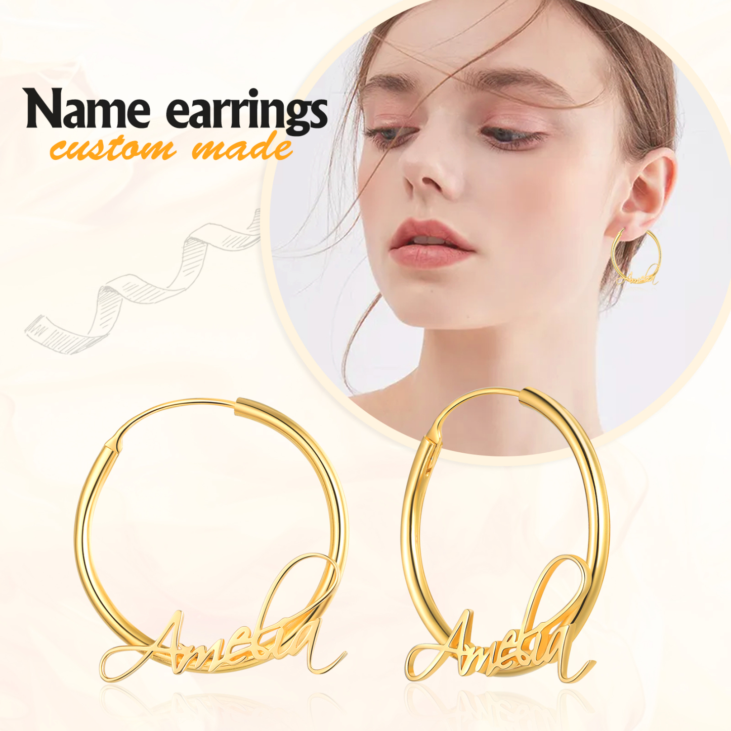 Boucles d'Oreilles 1 Prénom Personnalisée