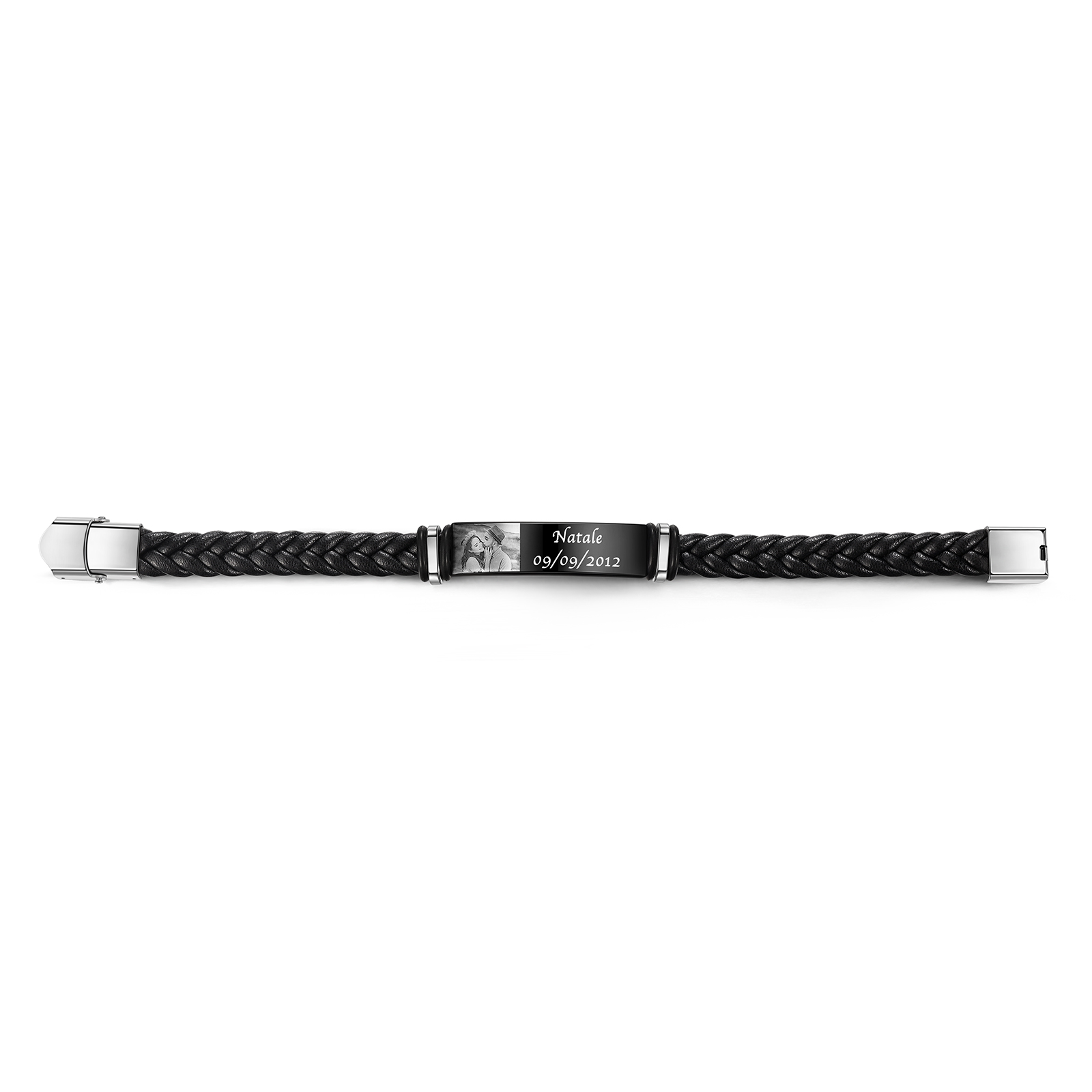 Bracelet Prénom et Photo Personnalisés avec Date pour Homme