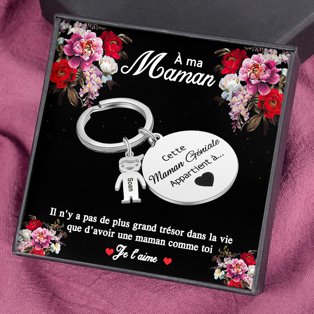 À ma Maman - 1-5 Noms Porte-Clés Personnalisés avec Texte Porte-Clés Breloques Enfants