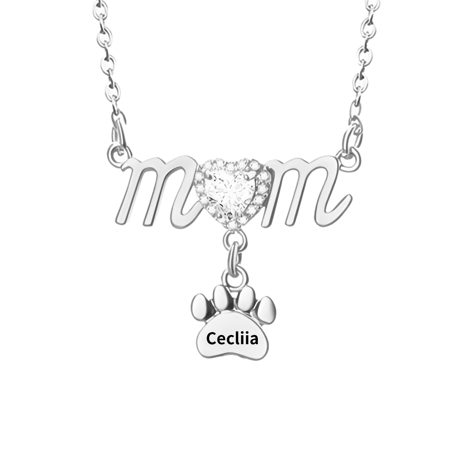 Collier Pendentif Petite Patte 1 Prénom Personnalisé Collier pour Maman