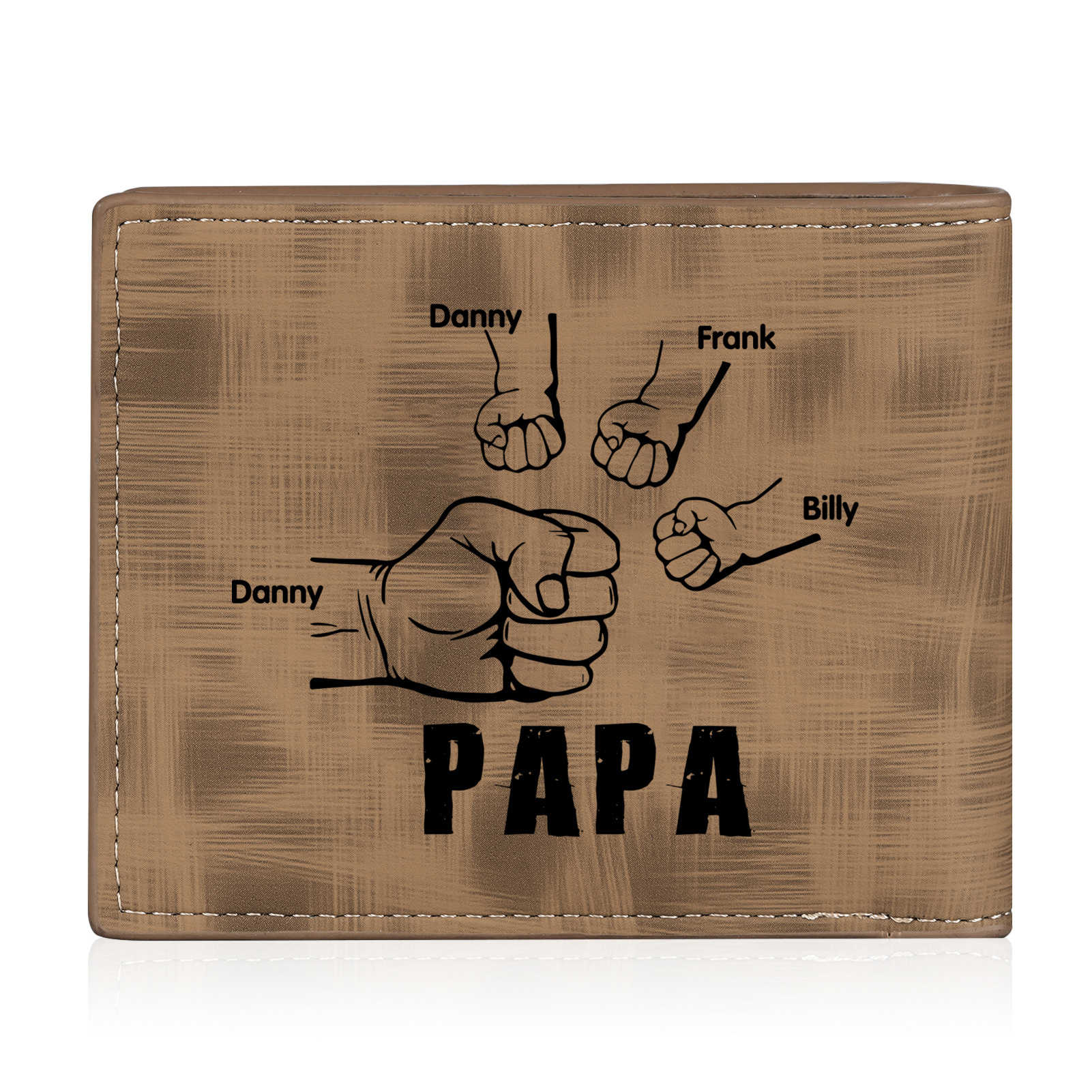 À mon Papa - Portefeuille Poings 4 Prénoms Personnalisés avec Photo Classique Homme Porte-Monnaie Carte