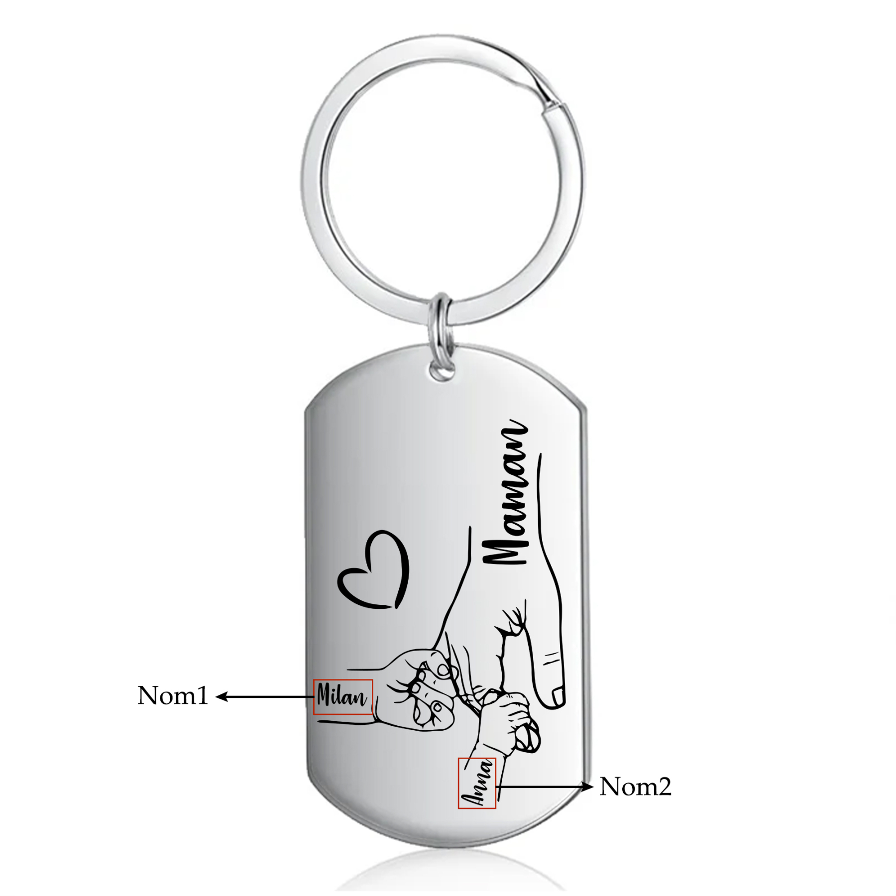 À ma Maman - Porte-Clés 1-4 Prénoms Personnalisés Porte-Clés la lain dans la main