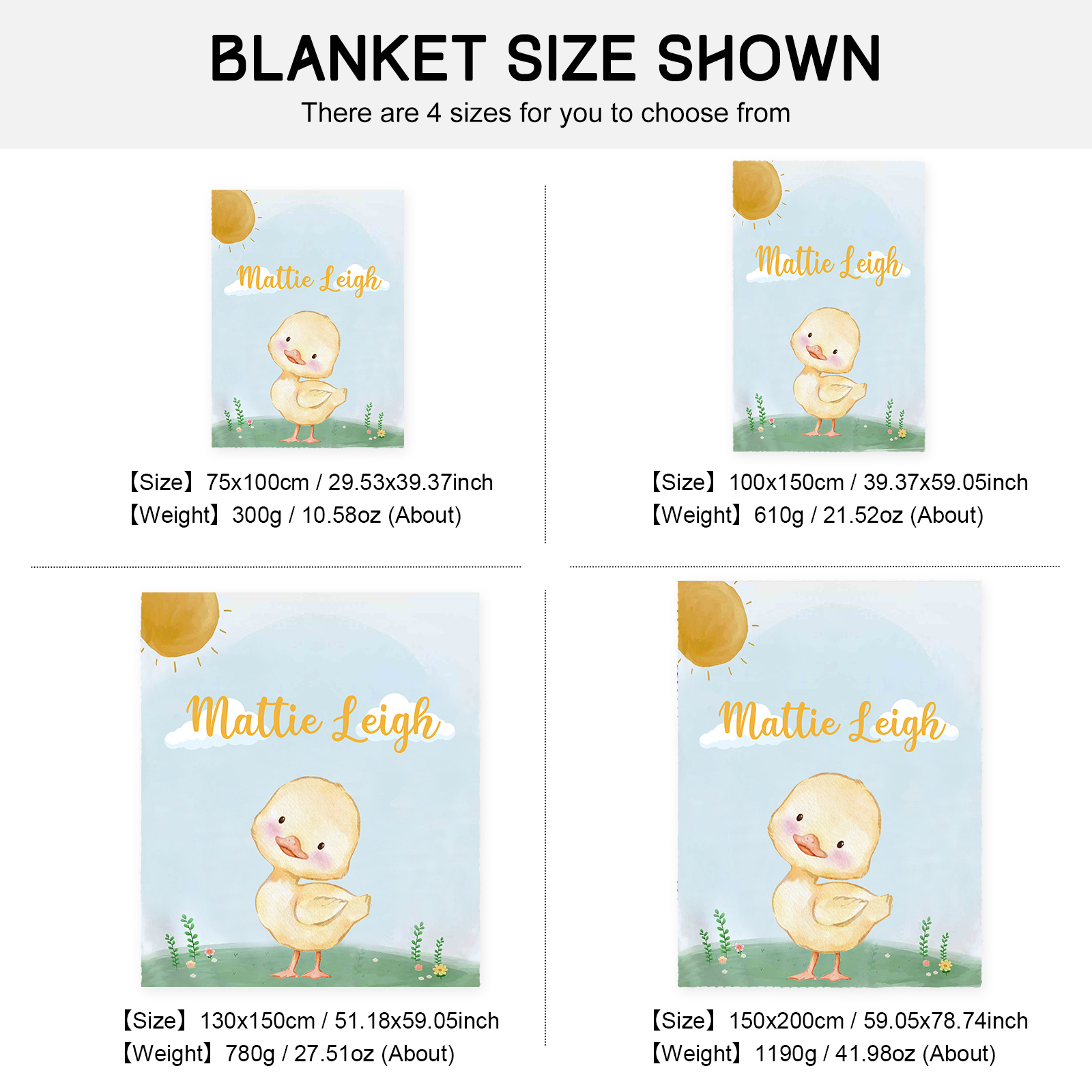 Couverture plaids polaire poussin 1 Prénom Personnalisé pour enfant