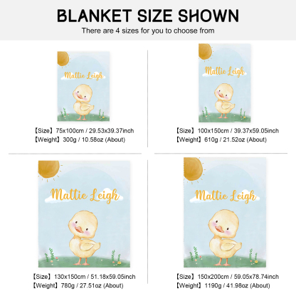Couverture plaids polaire poussin 1 Prénom Personnalisé pour enfant