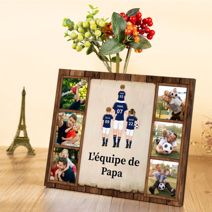 À Mon Papi/Papa-Cadre en Bois l'équipe de Football de Papa 2-9 Prénoms Personnalisés avec Texte et 6 Photos | Jessemade