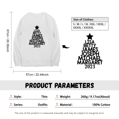 Sweat-Shirt de Noël 6 Prénoms Personnalisés avec Année
