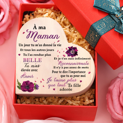 À Ma Maman - Bougeoir en Bois sans bougie Cadeau de Fille pour Maman