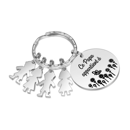 À Mon Papa - 1-5 Noms Porte-Clés Personnalisés Avec Breloques Enfants