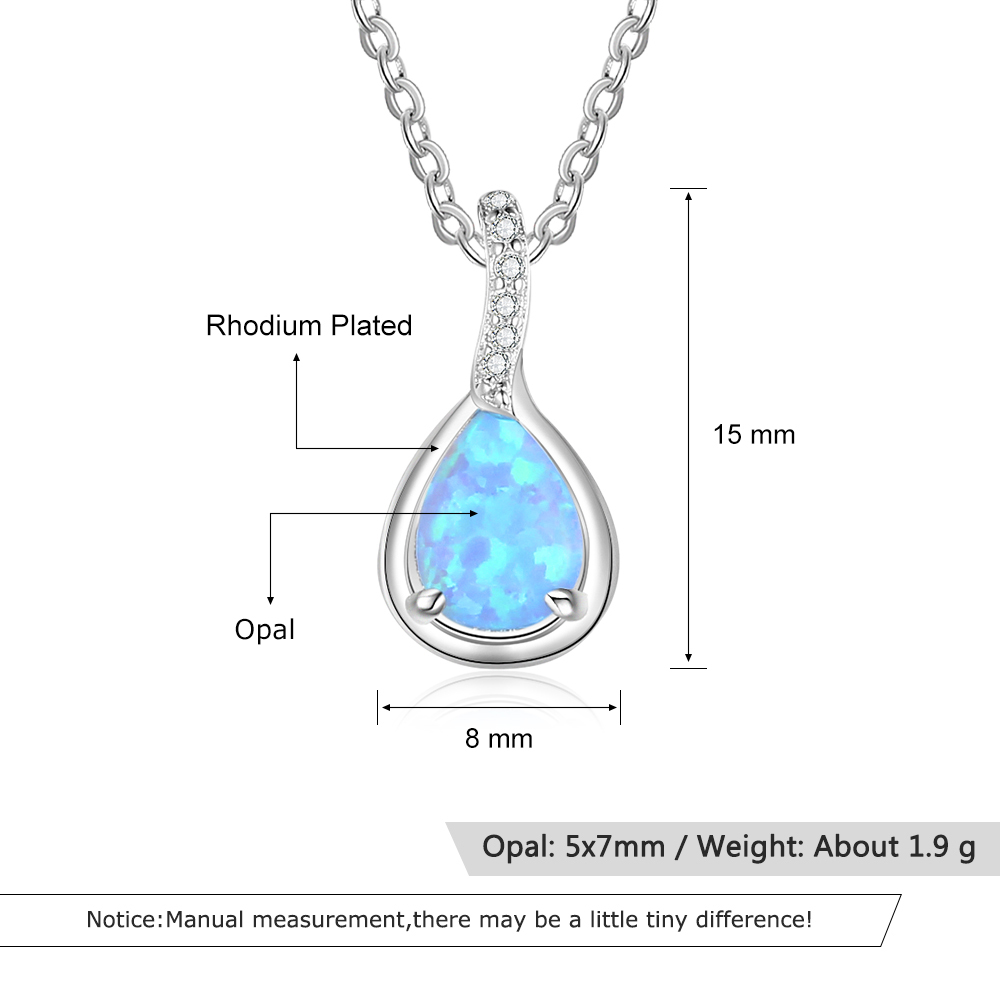Collier Pendentif Opale Goutte d'eau pour Femmes