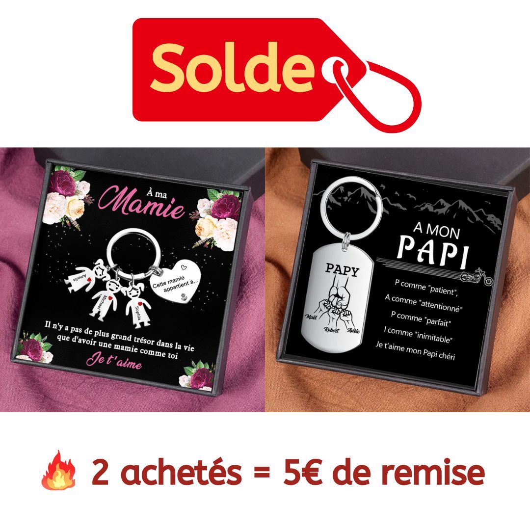 À Ma Mamie - Porte-Clés 3 Prénoms Personnalisé Avec Breloques 3 Enfants