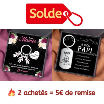 À Ma Mamie - Porte-Clés 3 Prénoms Personnalisé Avec Breloques 3 Enfants