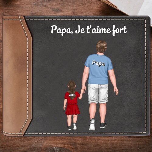 À mon Papa - Portefeuille Personnalisé avec 1-4 Prénoms et Enfants illustrés Portefeuille Homme | Jessemade