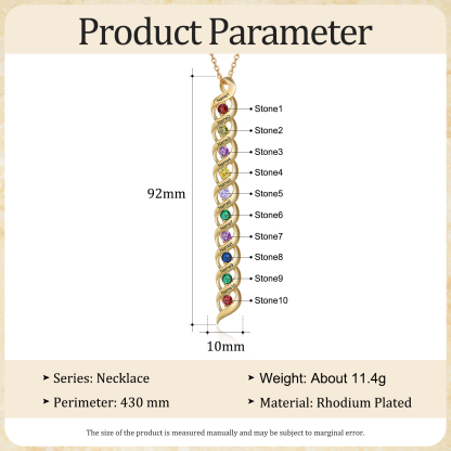Collier Femme 10 Prénoms Personnalisés avec 10 Pierres de naissance