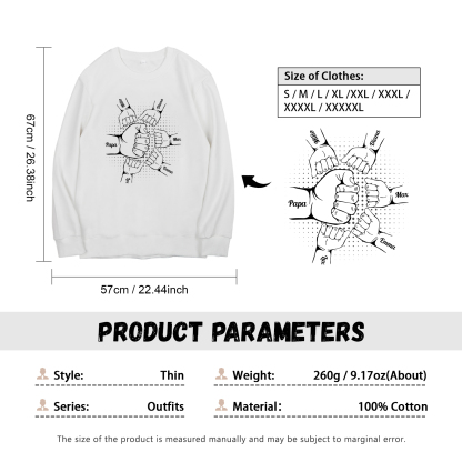 Sweat-Shirt Poings 6 Prénoms Personnalisés