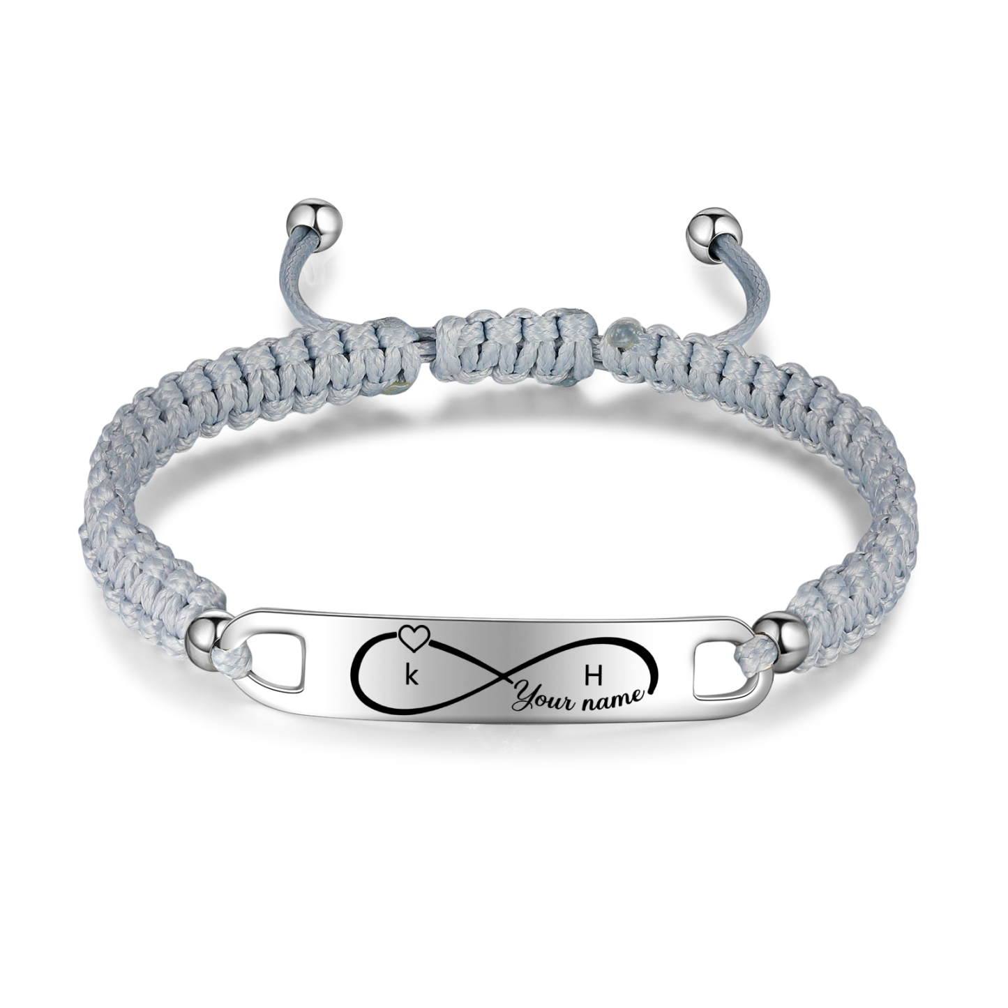 Bracelet couple 2PCS avec 2 Prénoms Personnalisé avec 2 lettres bracelet en commun Noeud Coulissant