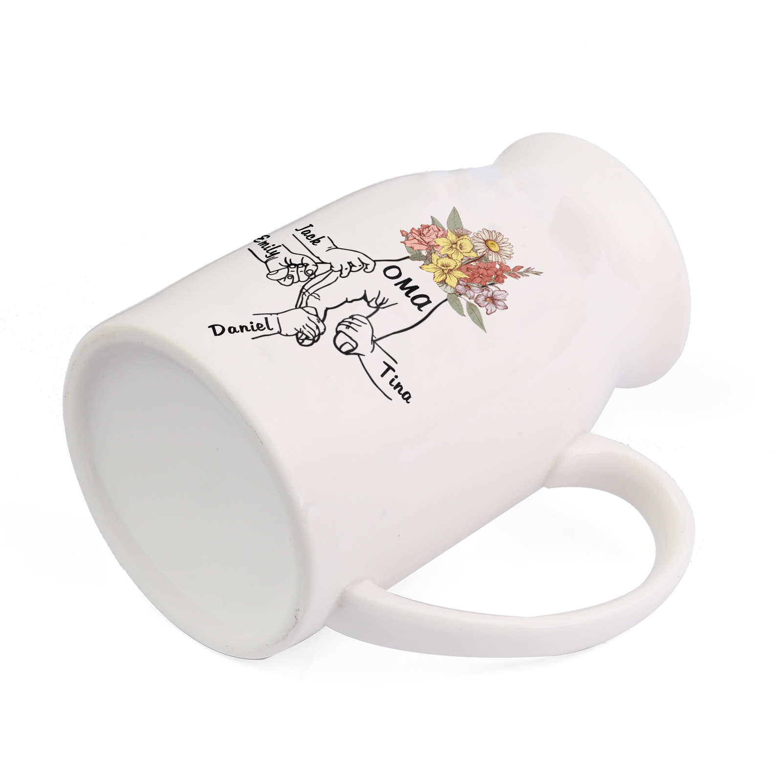 Vase à Fleurs la main dans la main 4 Prénoms Personnalisés avec Texte Décoration de la Maison