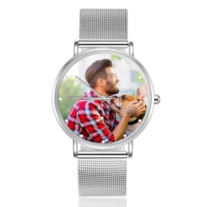 Montre Personnalisée Photo avec Gravure du prénom ou Message Bracelet pour Homme
