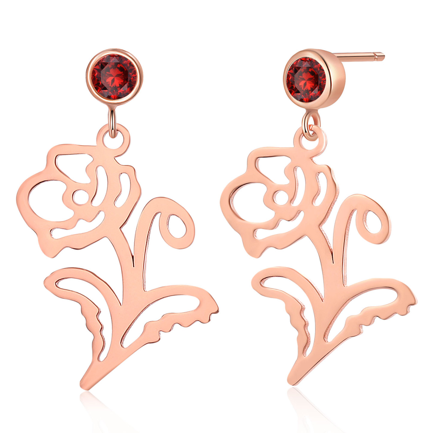Boucle d'oreille Fleur de Naissance Personnalisé avec Pierre de Naissance