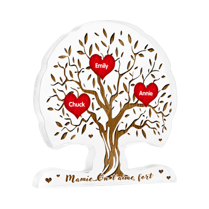 À Mamie - Plaque Acrylique en Forme d'Arbre de Vie 3 Prénoms Personnalisés avec Texte Cadeau Famille | Jessemade
