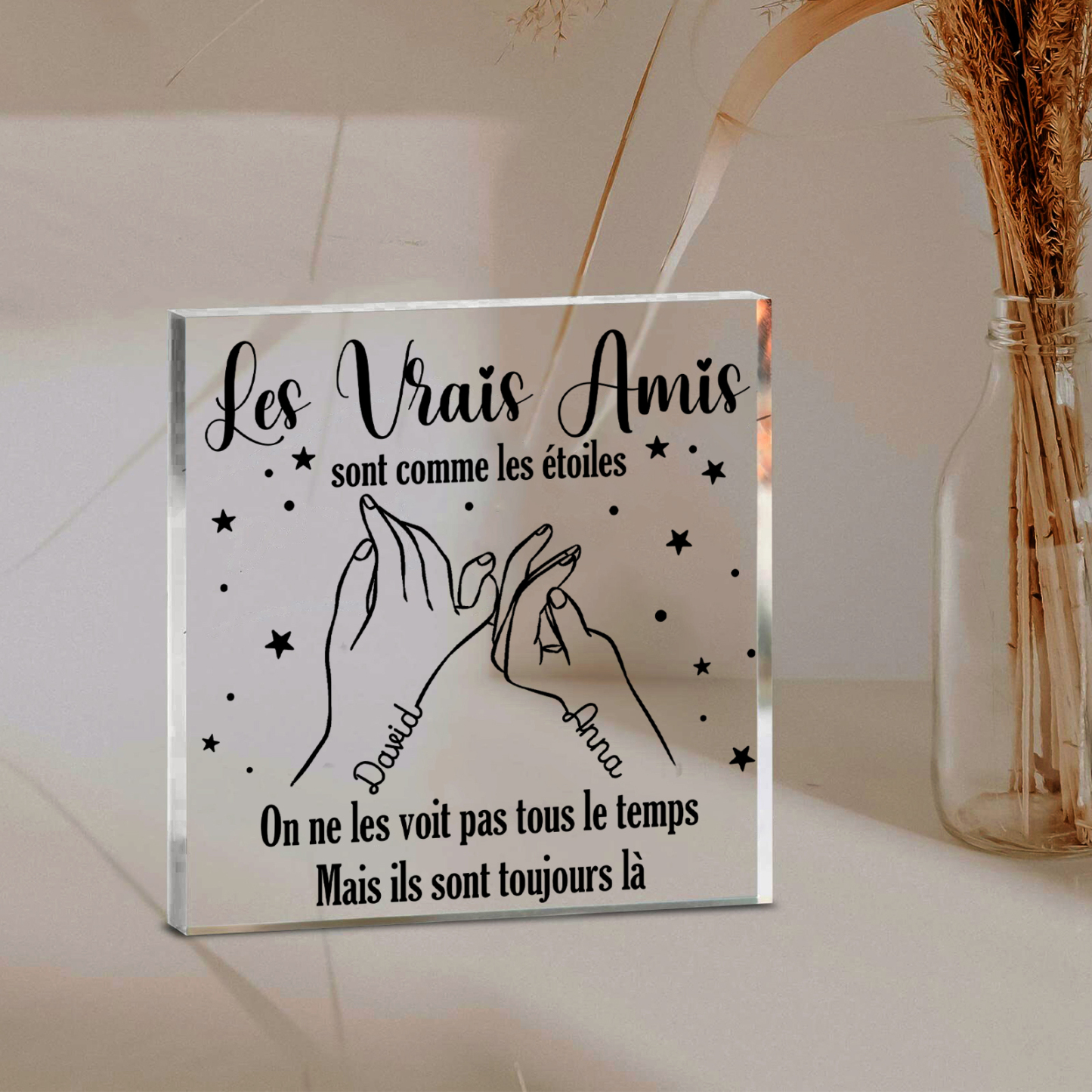 À Meilleure Amie - Plaque Acrylique Carrée Promesse du petit doigt 2 Prénoms Personnalisés | Jessemade