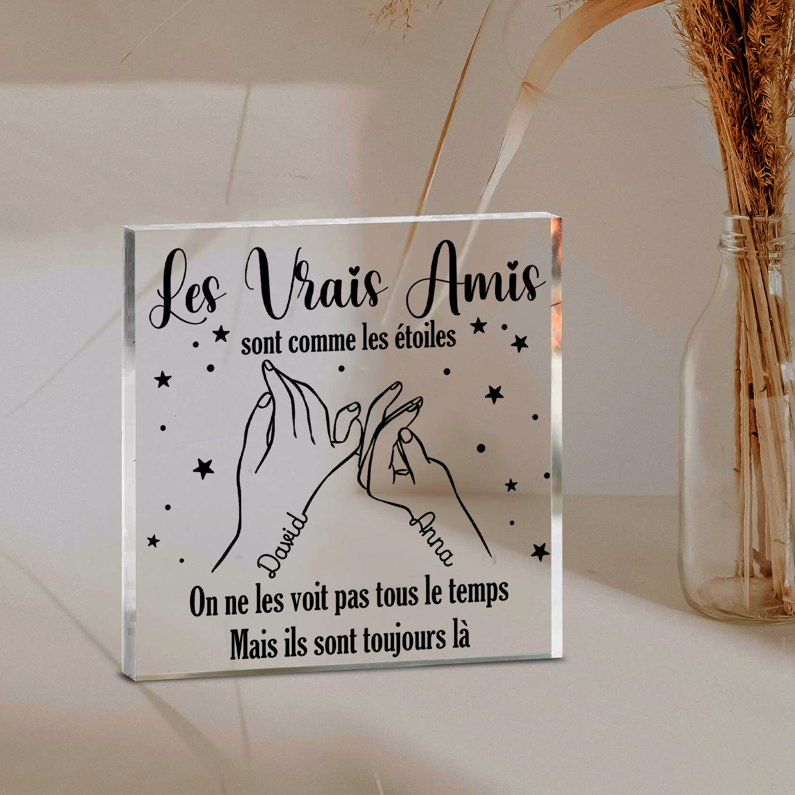 À Meilleure Amie - Plaque Acrylique Carrée Promesse du petit doigt 2 Prénoms Personnalisés | Jessemade