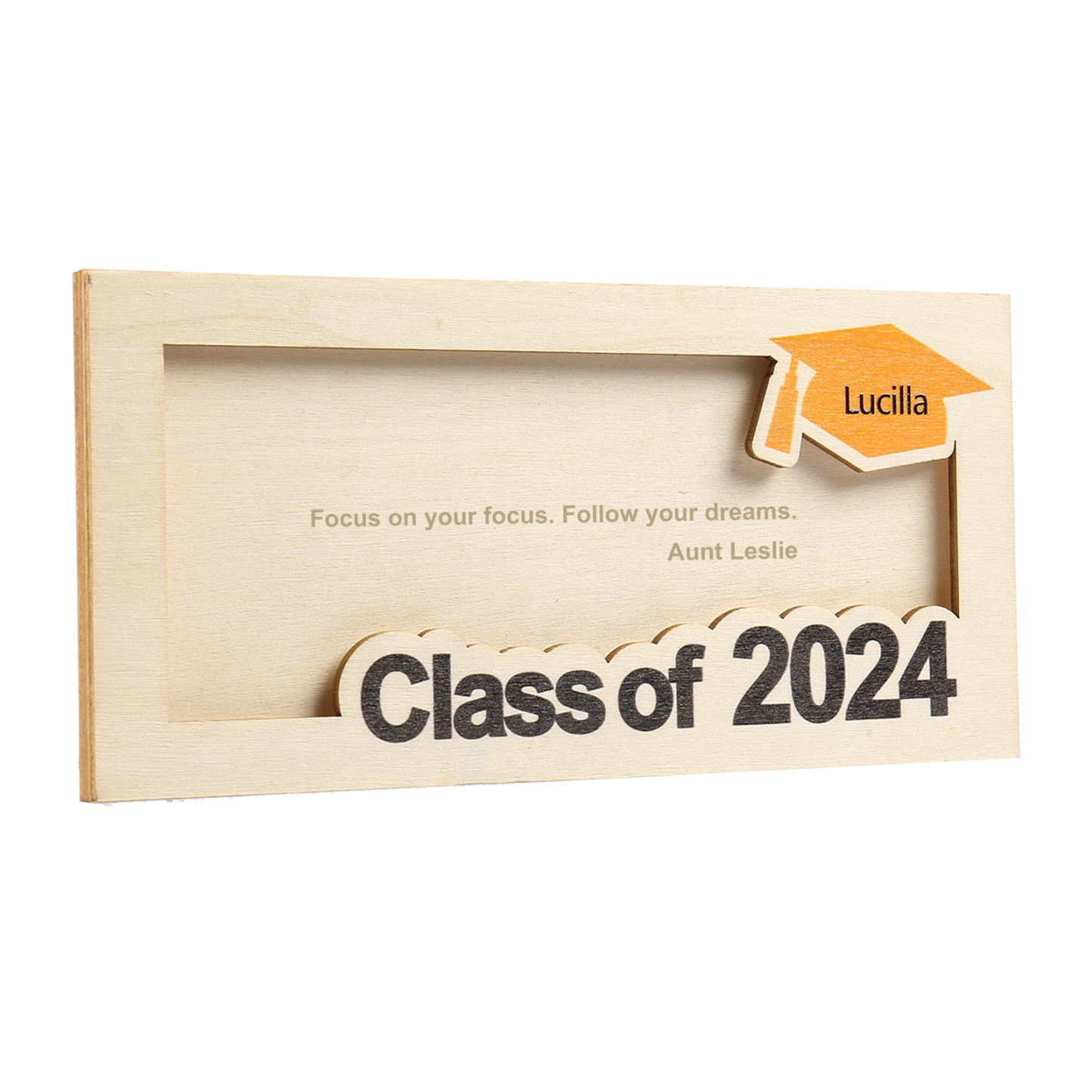 Porte-Cartes Diplômé en bois Prénom et Texte Personnalisés Cadeau de Graduation