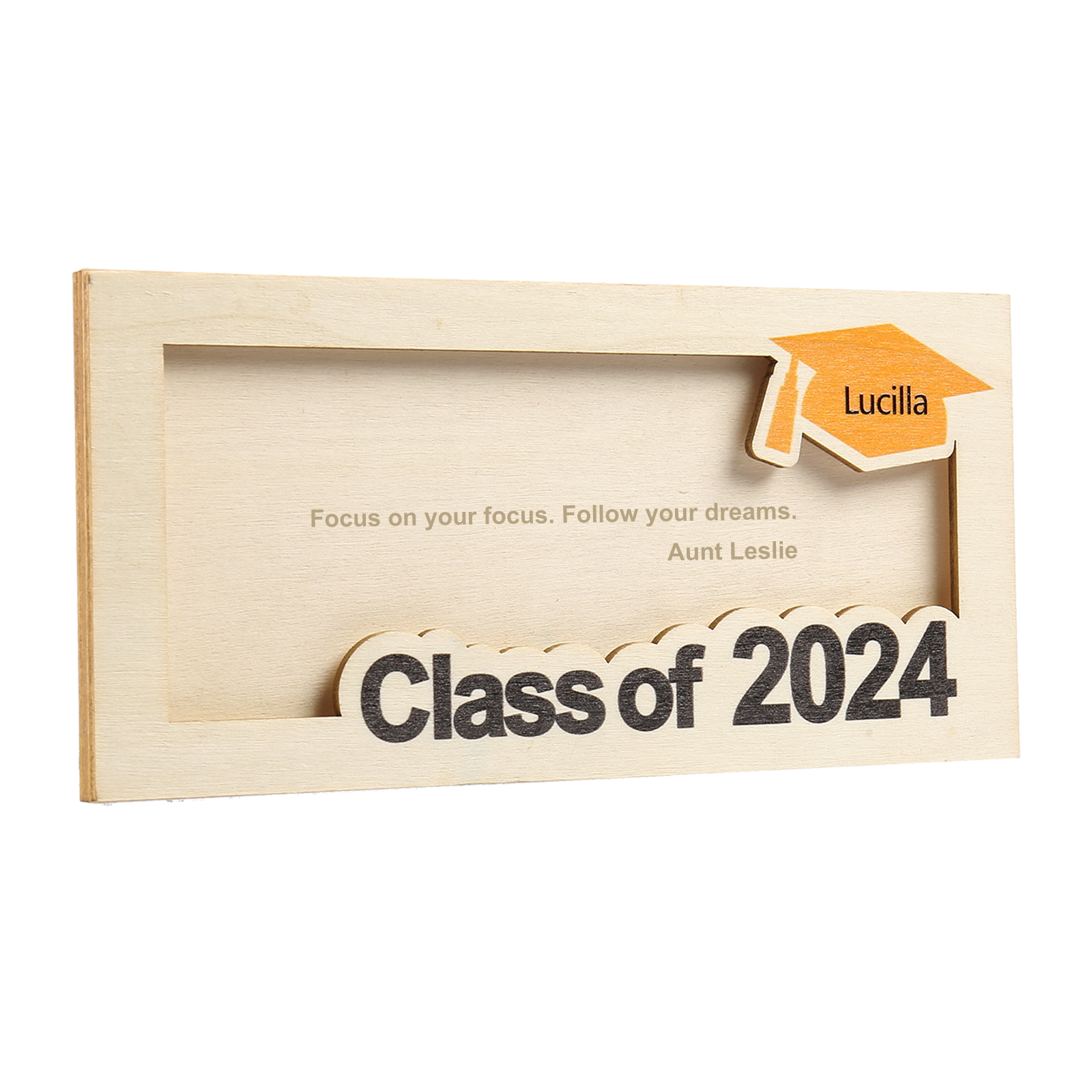 Porte-Cartes Diplômé en bois Prénom et Texte Personnalisés Cadeau de Graduation