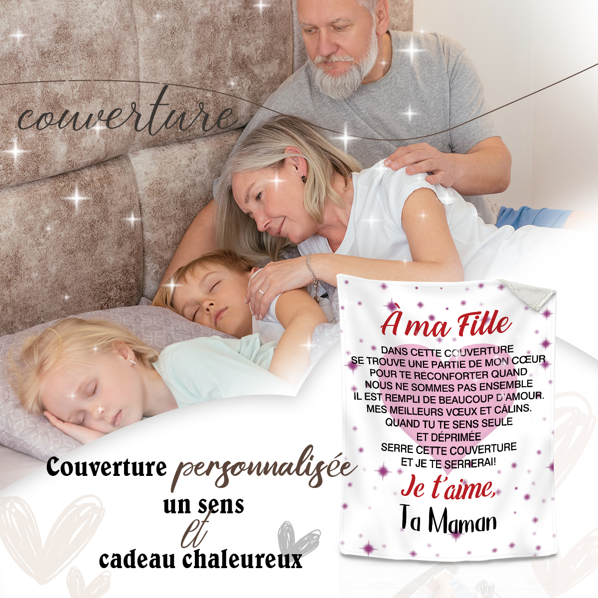 Couverture Personnalisée 'À Ma Fille' | Molleton Doux Avec Message Français | Cadeau Naissance, Anniversaire, Noël De Maman - 13