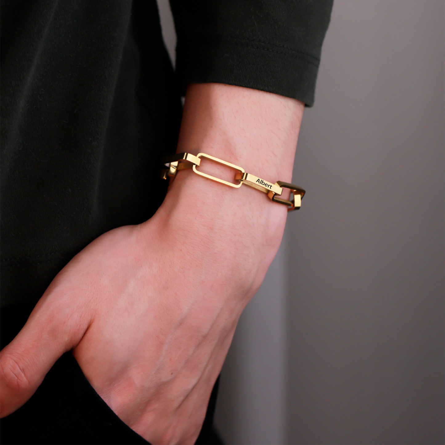 Bracelet chaîne maillons 2 Prénoms Personnalisés pour Hommes