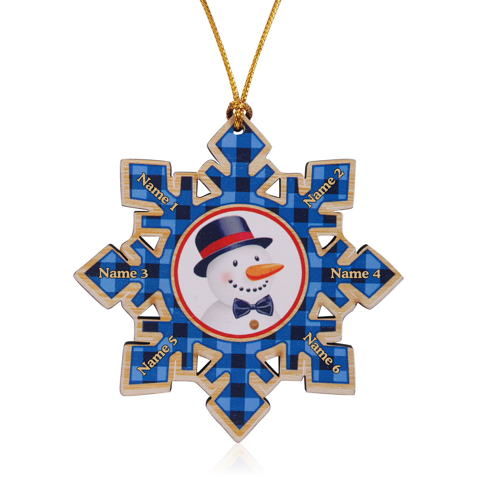 2-6 Noms Décoration Sapin Noël Flocon de neige Bois Personnalisés-Jessemade FR