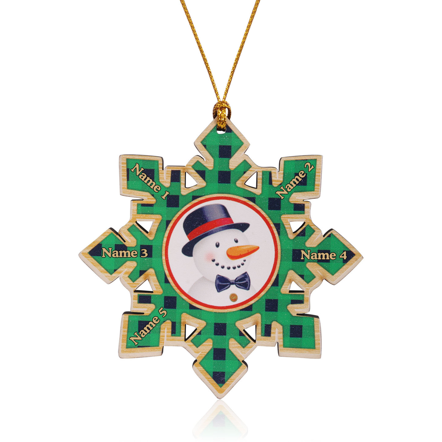 2-6 Noms Décoration Sapin Noël Personnalisés Décoration Flocon en Bois en couleur Vert | Jessemade
