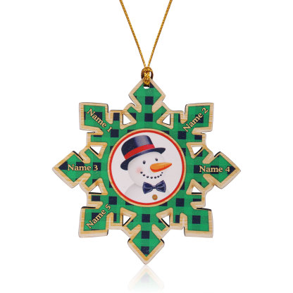 2-6 Noms Décoration Sapin Noël Personnalisés Décoration Flocon en Bois en couleur Vert | Jessemade
