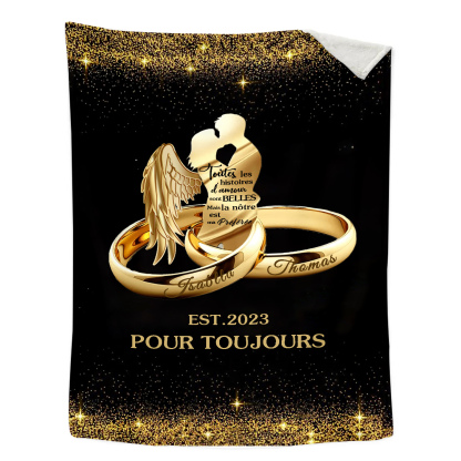 Couverture Plaids Polaire 2 Prénoms Personnalisés avec Année et Texte | Jessemade