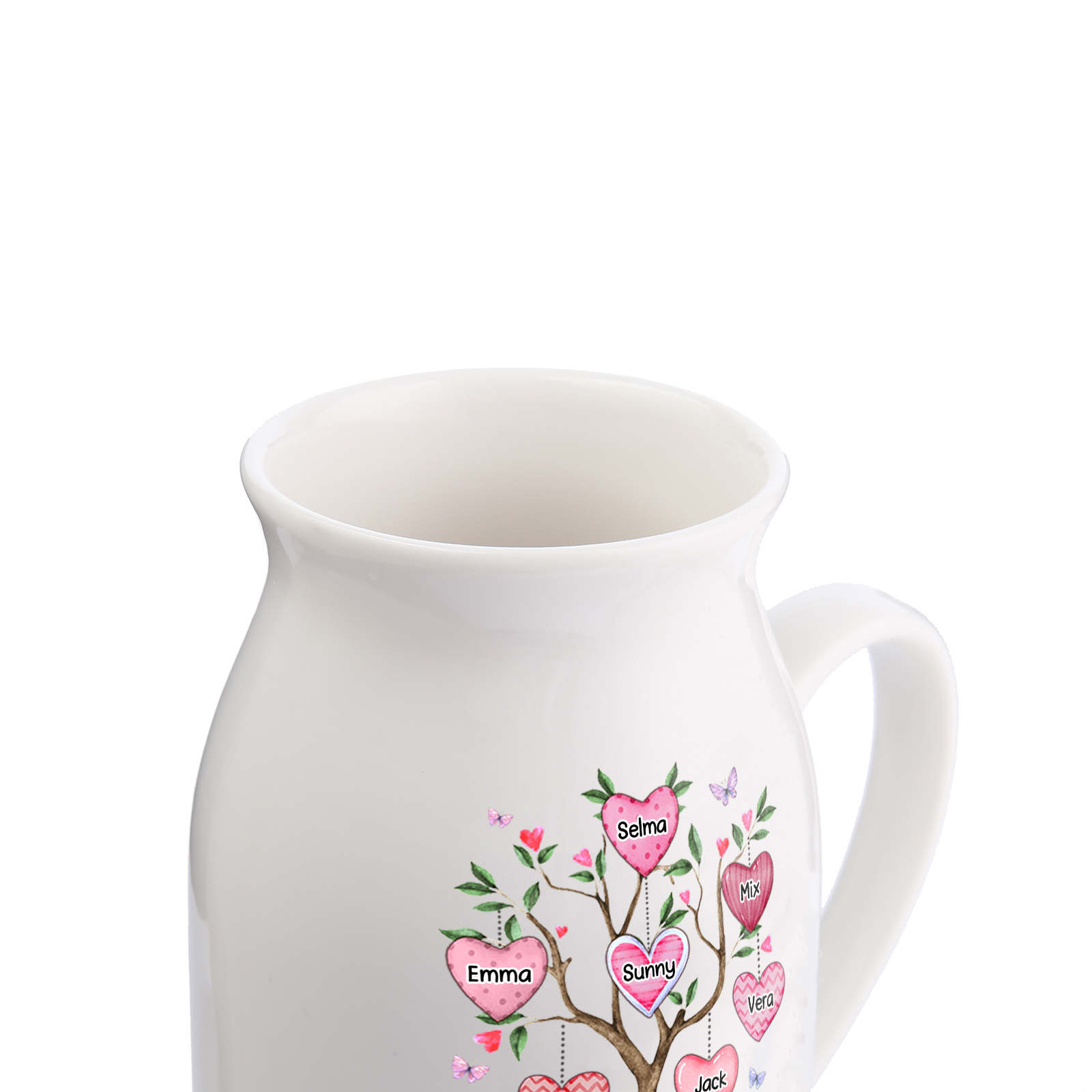 Vase à Fleurs Arbre 7 Prénoms Personnalisés avec Texte et Année Décoration de la Maison