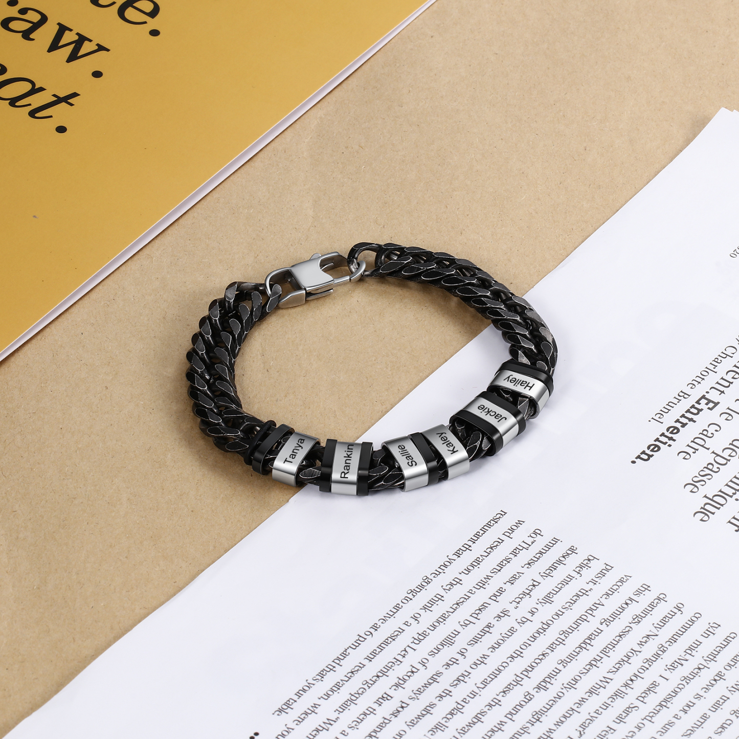 Bracelet Gourmette en acier inoxydable 6 Prénom Personnalisé Bracelet Homme