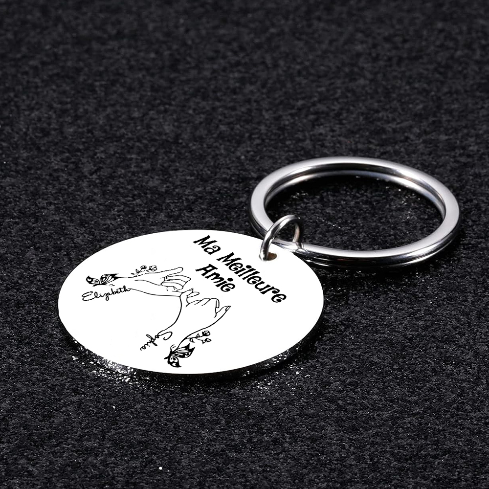 À Ma Meilleure Amie - Porte-Clés avec 2 Prénoms Personnalisés Porte-Clés Promesse du petit doigt