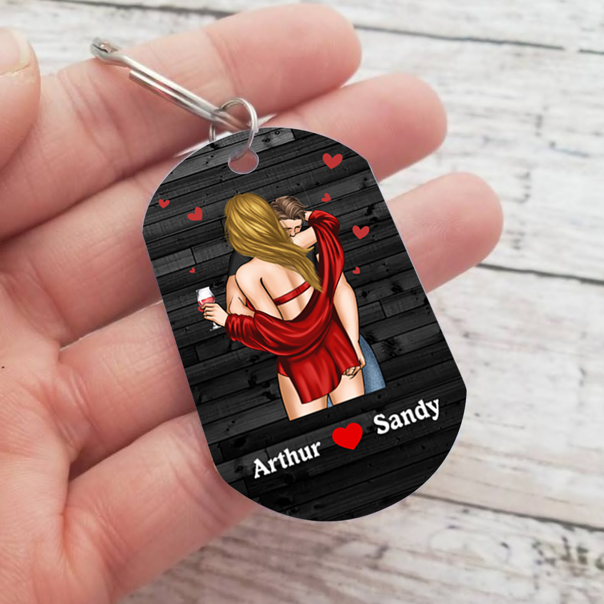 Porte-Clés 2 Prénoms Personnalisés pour Couple